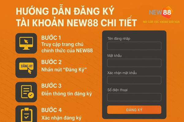 Các bước đăng ký tài khoản NEW88